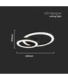 20W LED designer taklampe - To overlappende ringer, Ø45cm, sort, 3000K, 105lm/W