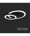 20W LED designer taklampe - To overlappende ringer, Ø45cm, sort, 3000K, 105lm/W
