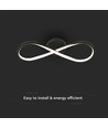 24W Infinity LED designerlampe - 3000K, sort, 360 grader, vegg/taklampe