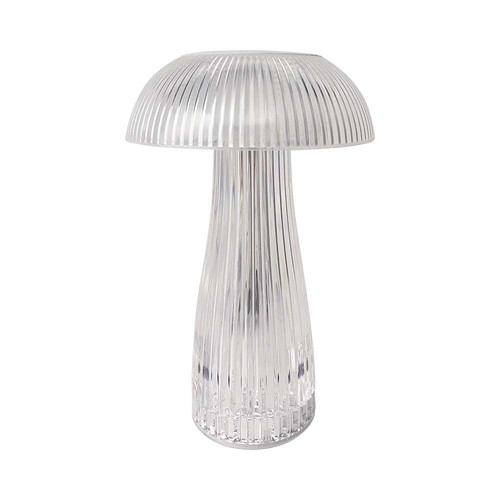 1W oppladbar LED bordlampe - Touch dimbar, 3-i-1 CCT, transparent, Ø16 x 25 cm