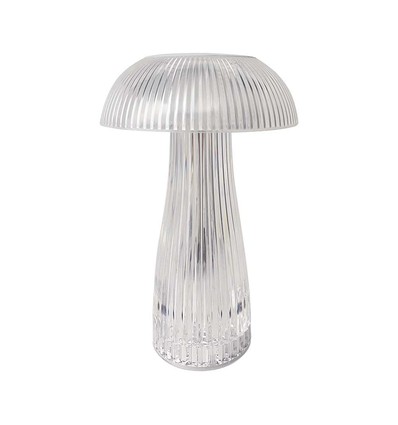 1W oppladbar LED bordlampe - Touch dimbar, 3-i-1 CCT, transparent, Ø16 x 25 cm