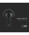 3W oppladbar LED bordlampe, sort - 3-i-1 CCT, dimbar, touch, 5V, 1800mAh batteri