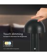 3W oppladbar LED bordlampe, sort - 3-i-1 CCT, dimbar, touch, 5V, 1800mAh batteri