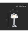 LED bordlampe - 1800mAh batteri, 13,5x26,5cm, 3i1, kromhus