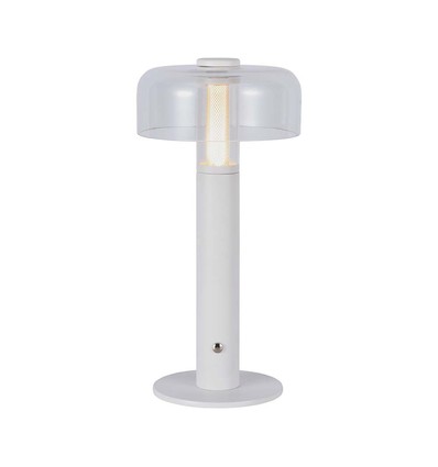 1W LED bordlampe med batteri, hvit - Oppladbar, 3000K, touch dimbar, DC 5V