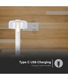 1W LED bordlampe med batteri, hvit - Oppladbar, 3000K, touch dimbar, DC 5V