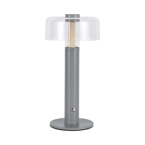 1W oppladbar LED bordlampe - Touch dimbar, 1800mAh batteri, 3000K, grå, inkl. USB-C kabel