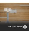 1W oppladbar LED bordlampe - Touch dimbar, 1800mAh batteri, 3000K, grå, inkl. USB-C kabel