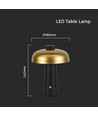 3W oppladbar LED bordlampe - Touch dimbar, 3-i-1 CCT, gull/sort, inkl. USB-kabel
