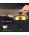 3W oppladbar LED bordlampe - Touch dimbar, 3-i-1 CCT, gull/sort, inkl. USB-kabel