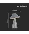 3W oppladbar LED bordlampe, CCT - Grå, touch dimbar, USB-C, metall, 200lm