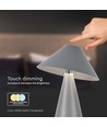 3W oppladbar LED bordlampe, CCT - Grå, touch dimbar, USB-C, metall, 200lm