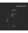 V-Tac Oppladbar bordlampe 3i1 - CCT, svart, IP20, touch dimbar