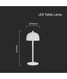V-Tac Oppladbar bordlampe 3i1 - CCT, hvit, IP20, touch dimbar