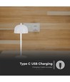 V-Tac Oppladbar bordlampe 3i1 - CCT, hvit, IP20, touch dimbar