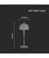 V-Tac Oppladbar bordlampe 3i1 - CCT, grå, IP20, touch dimbar