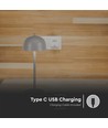 V-Tac Oppladbar bordlampe 3i1 - CCT, grå, IP20, touch dimbar