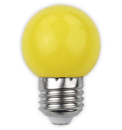 E27 1W LED kronepære - Gul, frostet