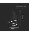 32W LED pendel med 3 ringer - Sort, 3000K, 600x400x200mm, dekorativ taklampe