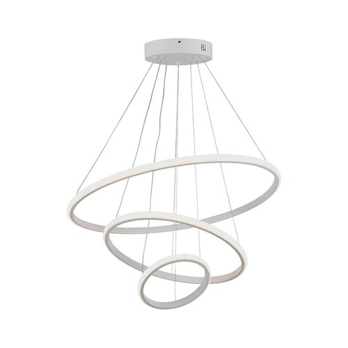 32W LED pendel, 3 ringer - Ø60+40+20cm, 3880lm, 3000K, hvit finish
