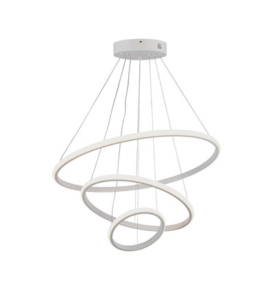 32W LED pendel, 3 ringer - Ø60+40+20cm, 3880lm, 3000K, hvit finish