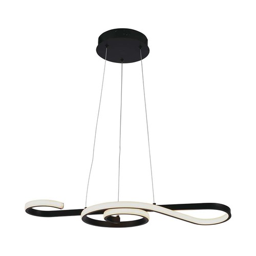 18W LED pendel, violin design - 700x250mm, 3000K, sort, dekorativ taklampe
