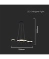 18W LED pendel, violin design - 700x250mm, 3000K, sort, dekorativ taklampe