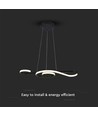 18W LED pendel, violin design - 700x250mm, 3000K, sort, dekorativ taklampe