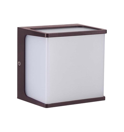 8W LED vegglampe - IP65, brun, kvadratisk, inkl. lyskilde
