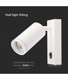 GU10 vegglampe med bryter - Hvit, aluminium, uten lyskilde