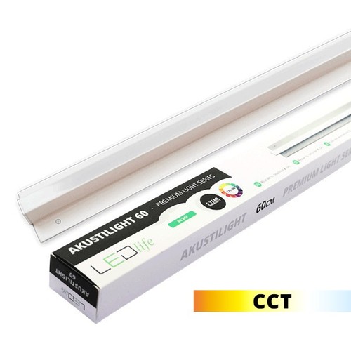 60 cm LED Troldtekt-skinne, CCT - 19W, Akustilight, innfelt, 24V