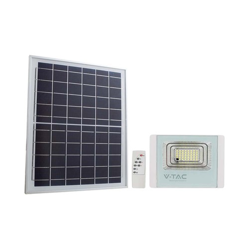 25W Solcelledrevet LED lyskaster - 550lm, IP65, sort, inkl. solcellepanel og fjernkontroll