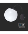 E27 vegglampe med hvit kule - Sort, IP44 utendørs, Ø20cm, uten lyskilde