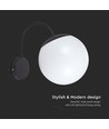 E27 vegglampe med hvit kule - Sort, IP44 utendørs, Ø20cm, uten lyskilde