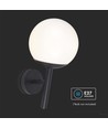 E27 utendørs vegglampe - Sort, IP44, opal kule, Ø20cm, uten lyskilde