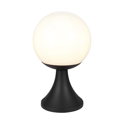 E27 utendørs stolpelampe - IP44, mattsort, opalglass, høyde 33cm, uten lyskilde
