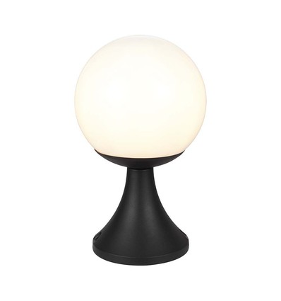 E27 utendørs stolpelampe - IP44, mattsort, opalglass, høyde 33cm, uten lyskilde