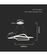 60x60cm 48W LED pendel, dimbar - 5150lm, hvit, aluminium, IP20 innendørs