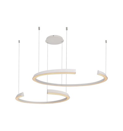 48W LED designer pendel - Hvit, Triac dæmpbar, 5150lm, to halvmåner, 110x80cm