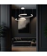 48W LED designer pendel - Hvit, Triac dæmpbar, 5150lm, to halvmåner, 110x80cm