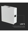 4W kvadratisk LED vegglampe - IP65, hvit, 4000K, 428lm