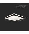 48W LED designer taklampe, dimbar - 4000K, IP44, sort, firkantet