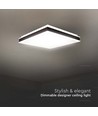 48W LED designer taklampe, dimbar - 4000K, IP44, sort, firkantet