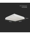 24W LED Designer taklampe, kvadratisk - 400x400mm, 2450lm, hvit kant, 4000K, IP20 innendørs
