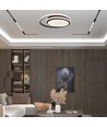 24W LED designer taklampe - Ø31cm, 4000K, sort, dobbelt sirkel design, IP20