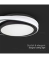 24W LED designer taklampe - Ø31cm, 4000K, sort, dobbelt sirkel design, IP20