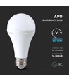 E27 15W LED nødlyspære med batteri - A90, 4000K, 3,5-4,5 timers batteritid, kan brukes som lommelykt