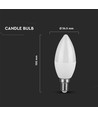 3,7W LED kronelyspære E14 - Plast, Samsung Chip, C37
