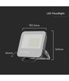 50W LED lyskaster - 185lm/W, Sort hus, grått glass, 4000K, arbeidslampe