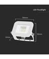 10W LED lyskaster, hvit - Samsung LED chip, IP65, ultra-tynt design, 4000K, utendørs